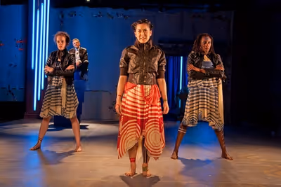 David Greenspan; (foreground, l-r) Katherine Partington, Jennifer Ikeda and Oni Monif Photo