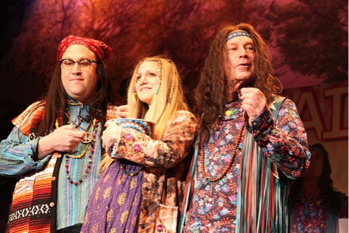 Stu Loeser, Annaleigh Ashford and Mayor Michael Bloomberg at 