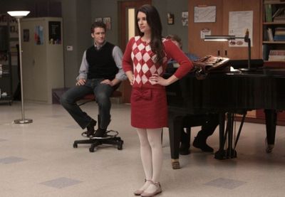 Will (Matthew Morrison, L) watches Rachel (Lea Michele, R) as she addresses New Direc Photo