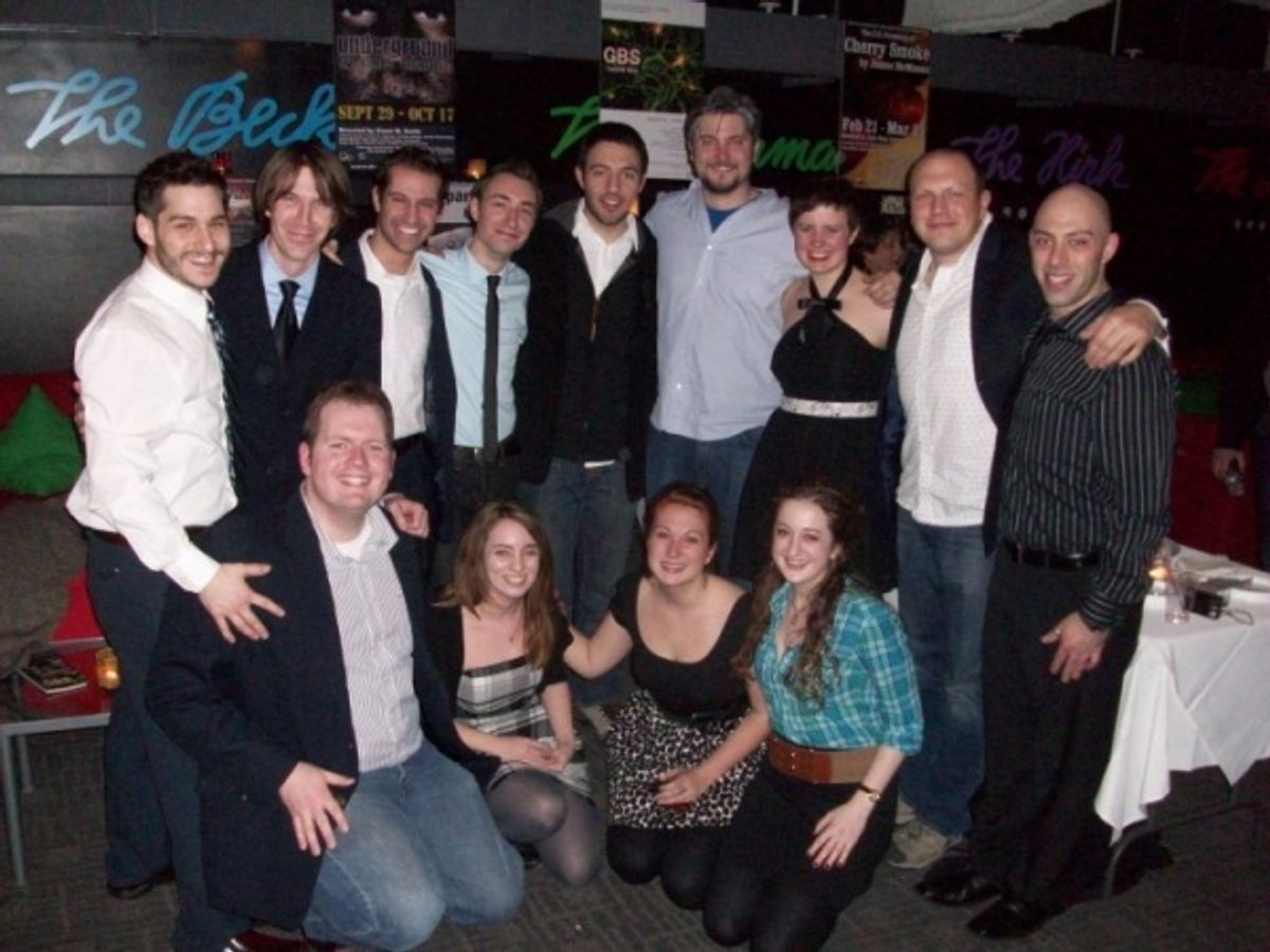 Top Row (l-r): Director of Development Daniel Battista, Scenic Designer Josh Windhausen, Dramaturg Russ Dembin, Cast member Jason Jacoby, Director Jay Rohloff, Cast member Curran Connor, Costume Designer Mary Hunt, Technical Director Vincent Vigilante, Ex at 