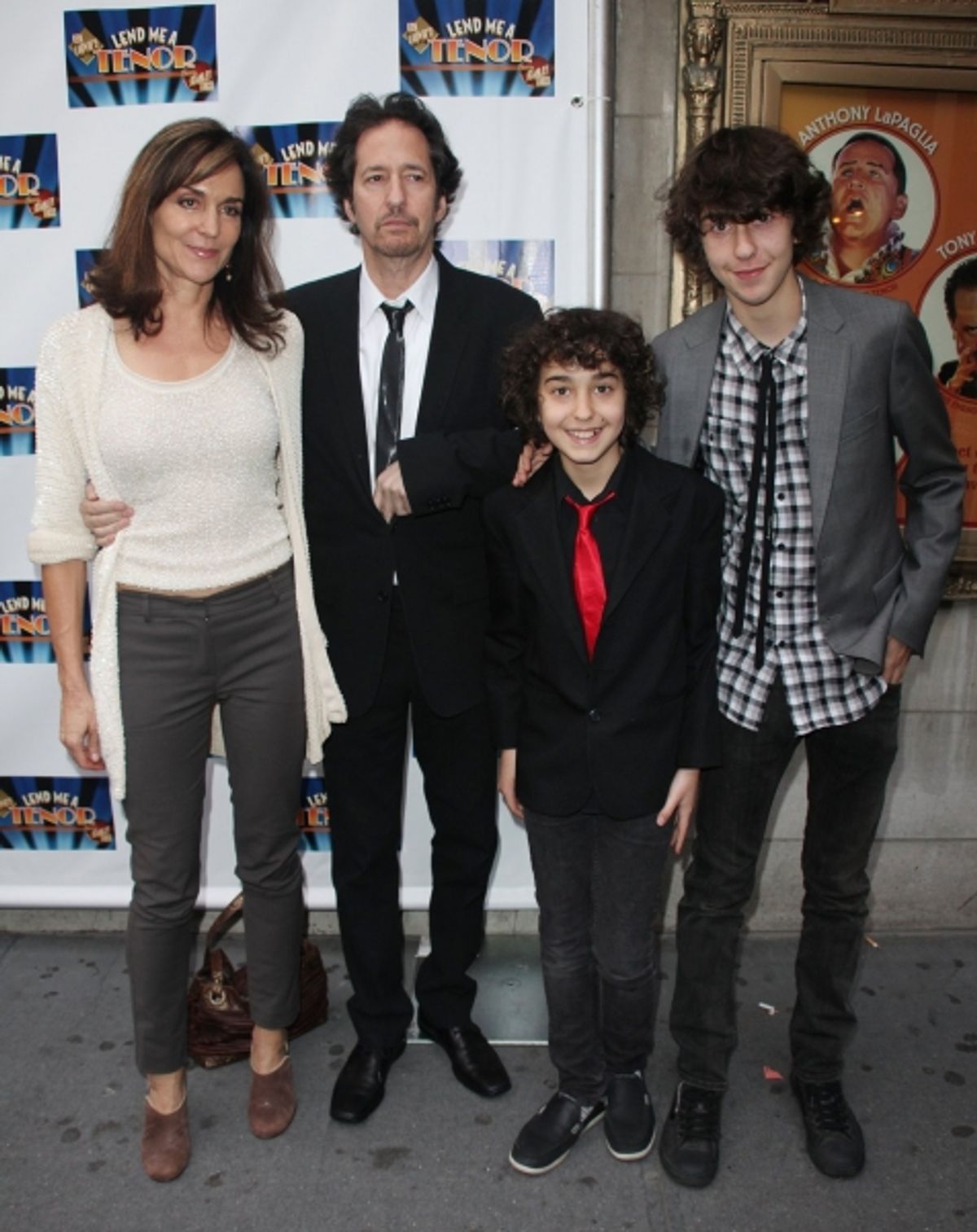 Polly Draper and Michael Wolff with their sons Nat Wolff and Kevin Wolff from the TV show The Naked Brothers Band at 