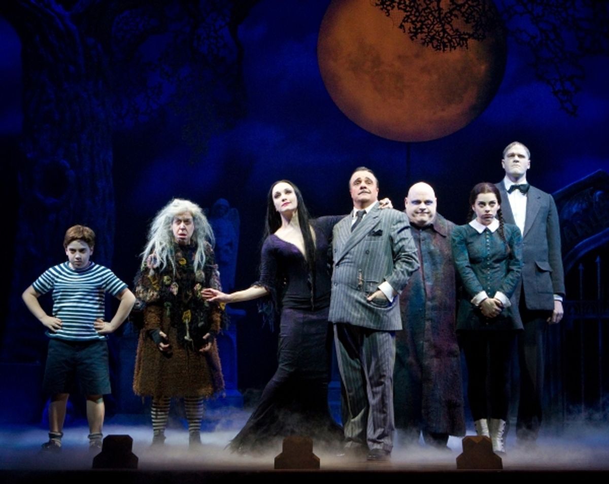 Adam Riegler, Jackie Hoffman, Bebe Neuwirth, Nathan Lane, Kevin Chamberlin, Krysta Rodriguez and Zachary James at 