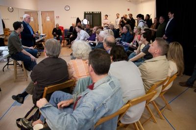 Beowulf Boritt and Hal Prince address the Crowd Photo