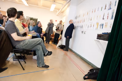 Hal Prince with the cast and crew of Paradise Found Photo
