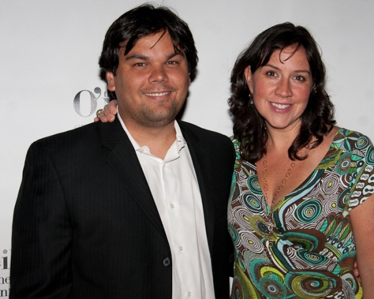 Robert Lopez and wife Kristen Anderson-Lopez at 