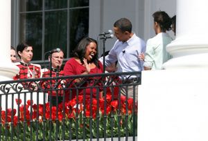 Amber Riley and President Barack Obama Photo