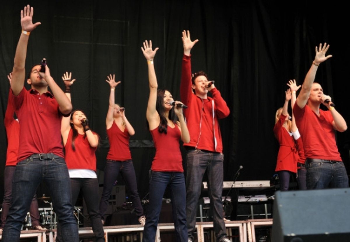 Dijon Talton, Jenna Ushkowitz, Heather Morris, Naya Rivera, Cory Monteith, Dianna Agron and Mark Salling at 
