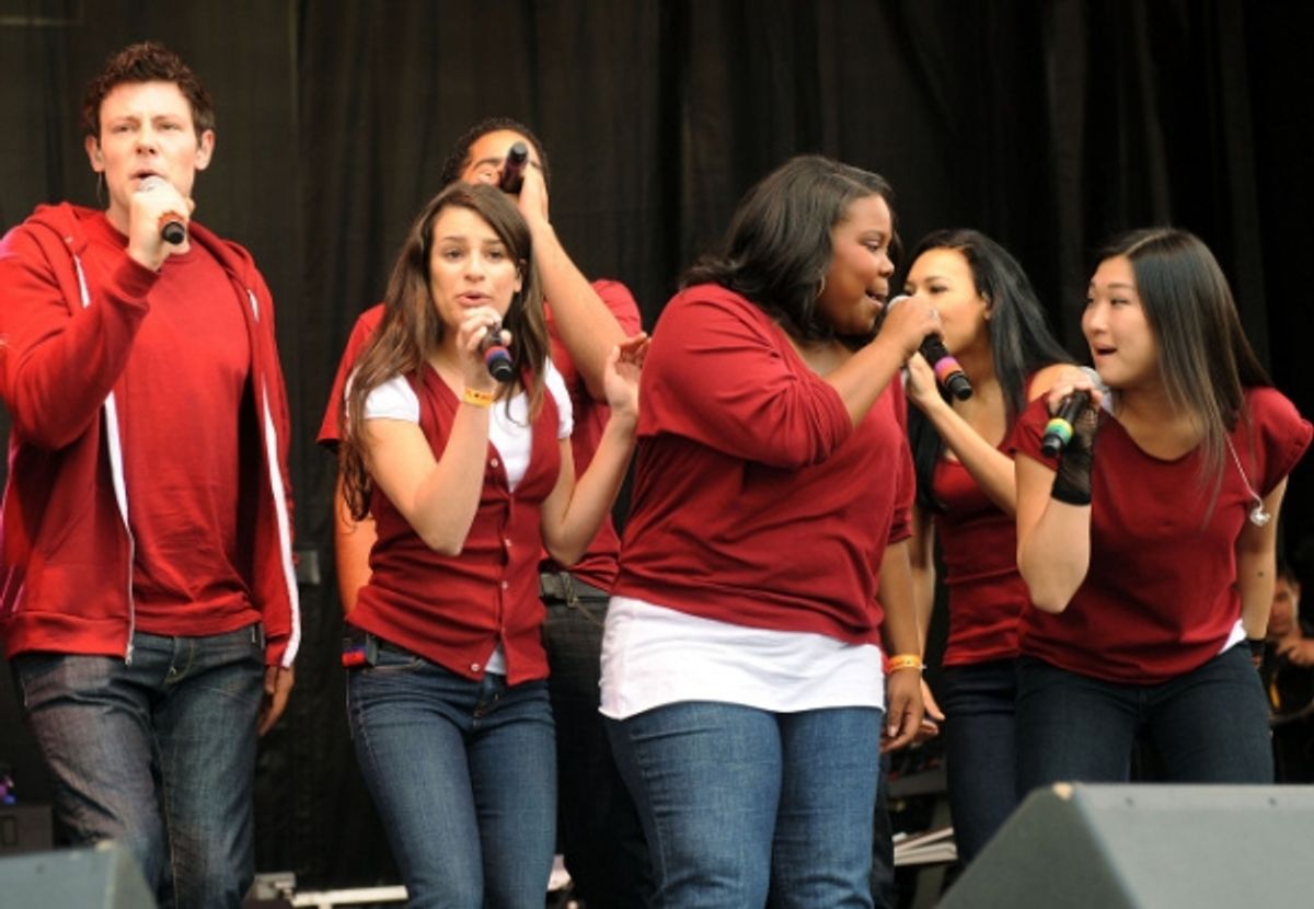 Cory Monteith, Lea Michele, Dijon Talton, Amber Riley, Naya Rivera and Jenna Ushkowitz at 