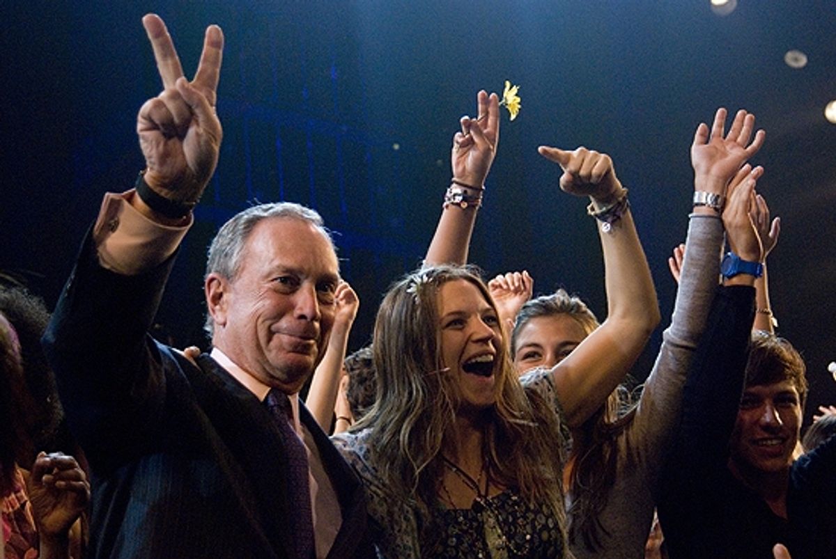 Mayor Michael Bloomberg and Vanessa Ray at 