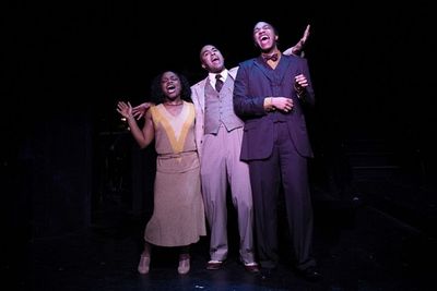 Kenita Miller as Zora , Josh Tower as Langston Hughes and Jordan Barbour
 Photo