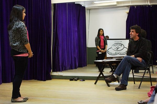 BAA Student Nickie Nittoli working with Jason Robert Brown Photo