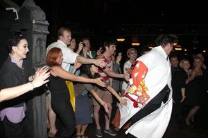 Bebe Neuwirth, Carolee Carmello, Jim Borstelmann and ADDAMS FAMILY Company Photo