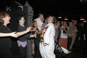 Bebe Neuwirth, Carolee Carmello, Jim Borstelmann and ADDAMS FAMILY Company Photo