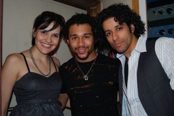Denisse Ambert with Corbin Bleu and CD Creative & Executive Producer Luis Salgado Photo