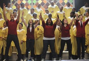 Lea Michele, Amber Riley, Jenna Ushkowitz and Chris Colfer Photo