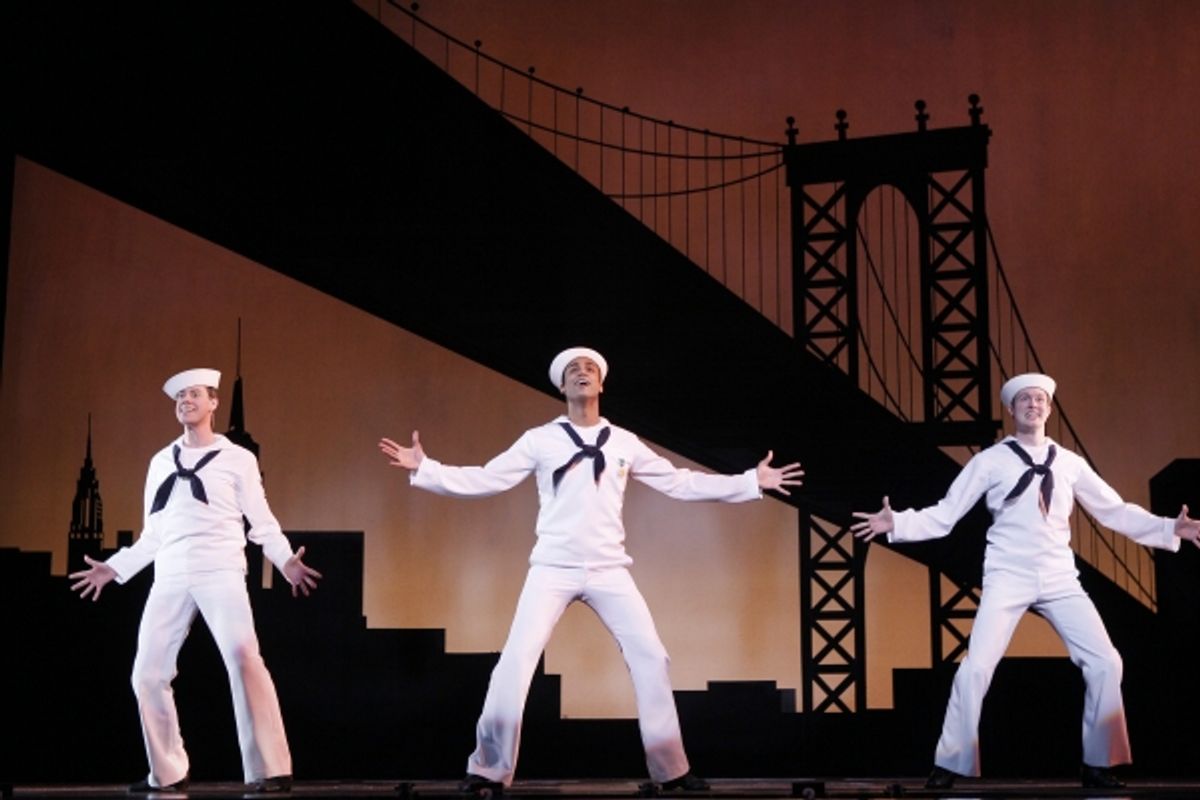 'New York, New York! It's a helluva town!' for sailors Ozzie (Greg McCormick Allen, left), Gabey (Joe Aaron Reid, center) and Chip (Matt Owen, right), who want to take it all in during one day's shore leave at 