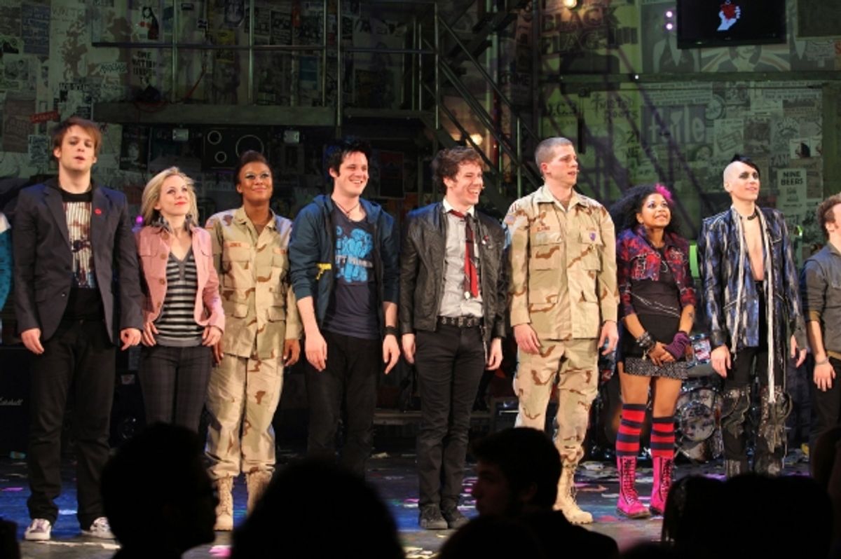 Theo Stockman, Mary Faber, Christina Sajous, Michael Esper, John Gallagher Jr., Stark Sands, Rebecca Naomi Jones and Tony Vincent at 