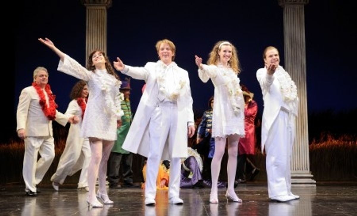 Gisela Chipe as Hermia, actor Kevin Crouch as Lysander, actor Lina Chambers as Helena and actor Dane Agostinis at 