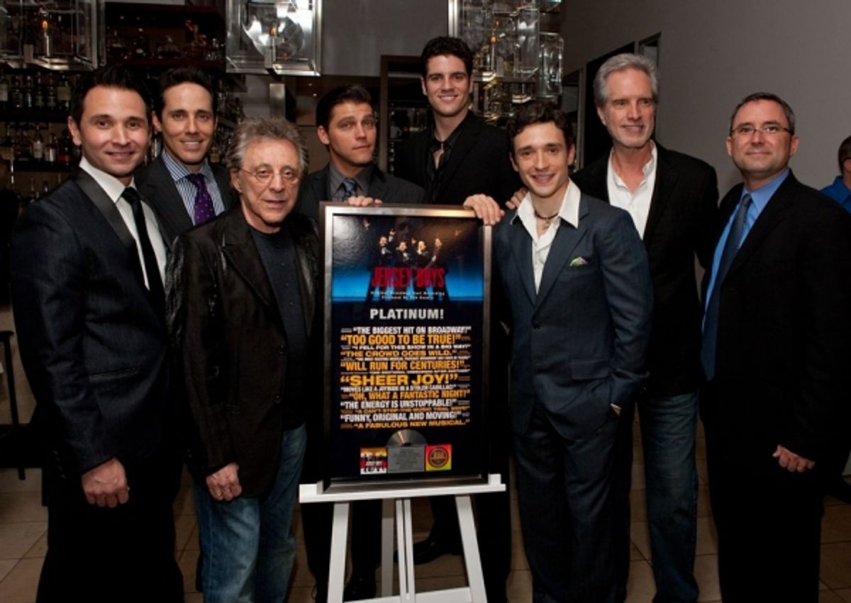 Travis Cloer, Jeff Leibow, Frankie Valli, Deven May, Peter Saide, Rick Faugno and Bob Gaudio at 