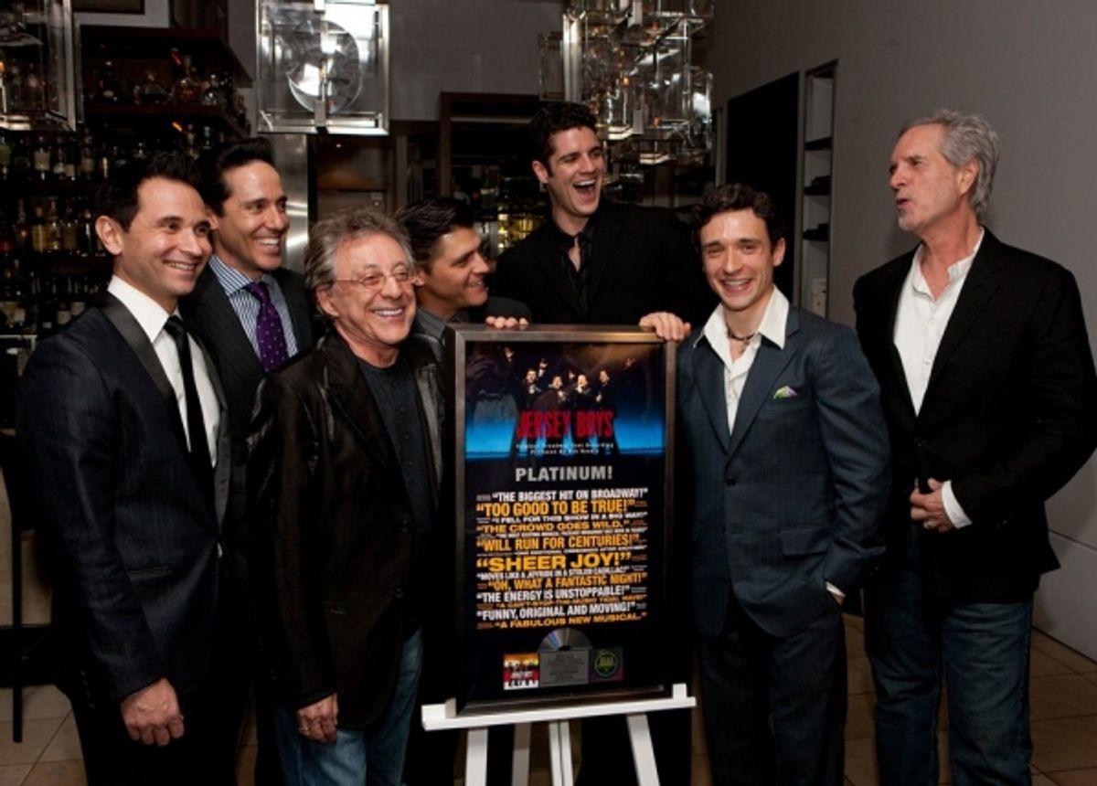 Travis Cloer, Jeff Leibow, Frankie Valli, Deven May, Peter Saide, Rick Faugno and Bob Gaudio at 