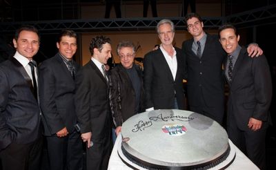Travis Cloer, Deven May, Rick Faugno, Frankie Valli, Bob Gaudio, Peter Saide and Jeff Photo