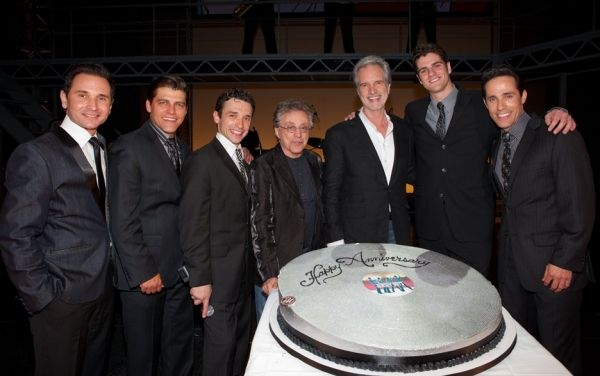 Travis Cloer, Deven May, Rick Faugno, Frankie Valli, Bob Gaudio, Peter Saide and Jeff Photo