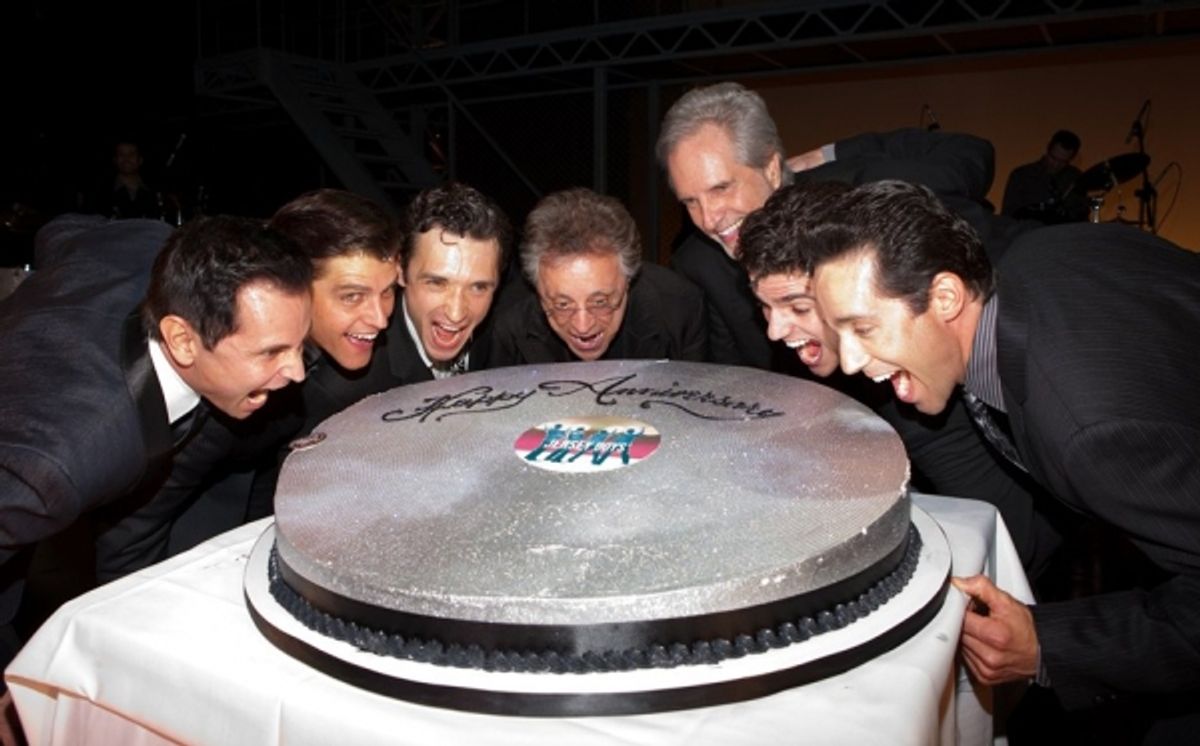 Travis Cloer, Deven May, Rick Faugno, Frankie Valli, Bob Gaudio, Peter Saide and Jeff Leibow at 