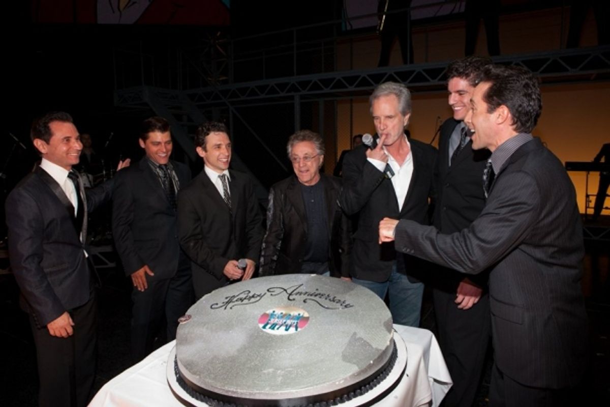 Travis Cloer, Deven May, Rick Faugno, Frankie Valli, Bob Gaudio, Peter Saide and Jeff Leibow at 