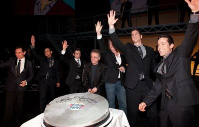 Travis Cloer, Deven May, Rick Faugno, Frankie Valli, Bob Gaudio, Peter Saide and Jeff Photo