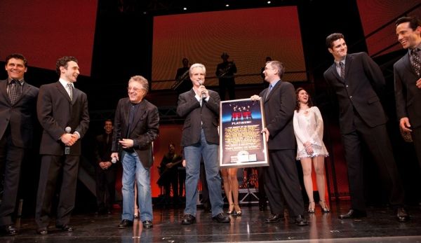 Devin May, Rick Faugno, Frankie Valli, Bob Gaudio, Kevin Gore of Rhino Records, Peter Photo