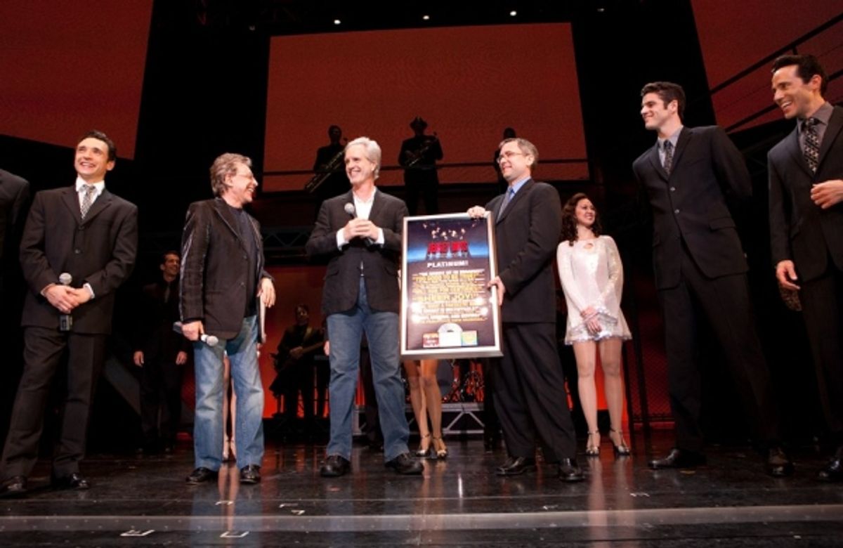 Rick Faugno, Frankie Valli, Bob Gaudio, Kevin Gore of Rhino Records, Peter Saide and Jeff Leibow
 at 