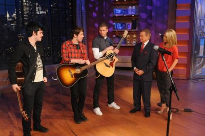 Michael Esper, John Gallagher Jr. and Stark Sands with Regis Philbin and Kelly Ripa Photo