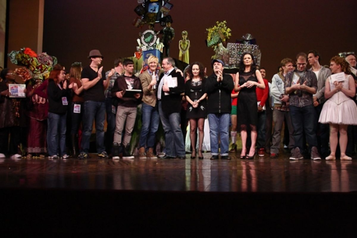 Bebe Neuwirth, Nathan Lane, and Catherine Zeta-Jones with Easter Bonnet Cast
 at 