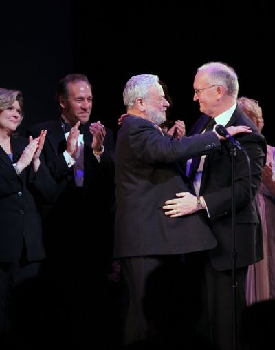 Stephen Sondheim and John Doyle with Debra Monk and Mark Jacoby Photo