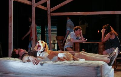 Lee Gundersheimer, Augie the dog and the International WOW ensemble
 Photo