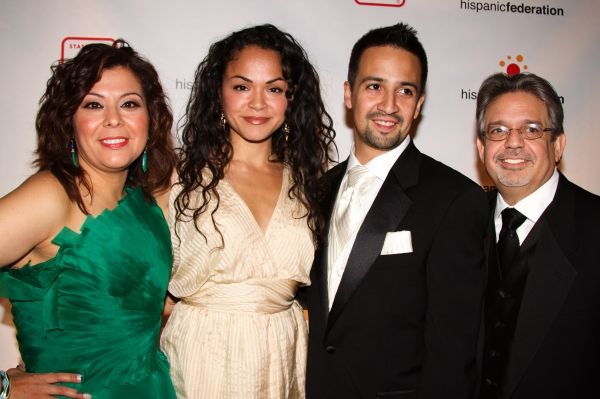 Lillian Rodriguez Lopez, Karen Olivo, Lin-Manuel Miranda and Luis A. Miranda
 Photo