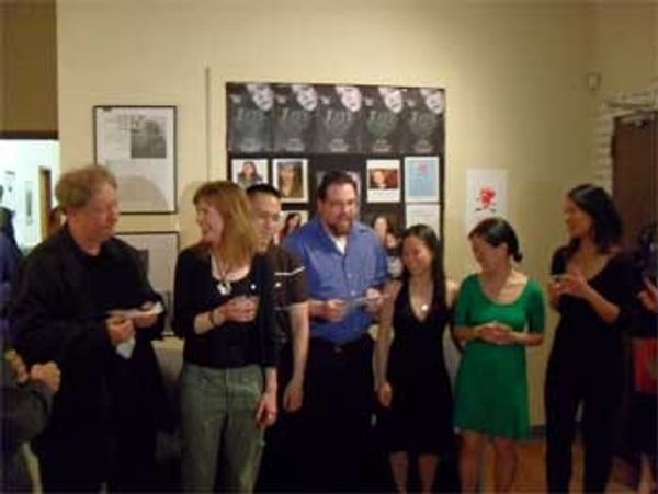 Managing Director Brian Loevner toasts the playwright Will Cooper and the cast Photo