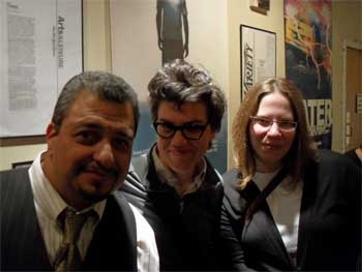 Richard Perez with Resident Playwrights Sarah Gubbins and Laura Jacqmin at 