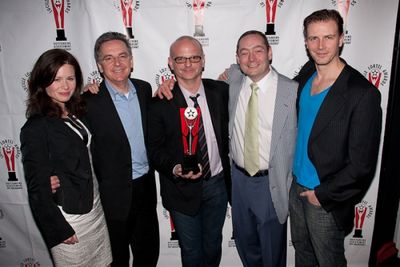 The cast of the Orphans' Home Cycle with director Michael Wilson Photo