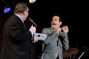 Lennie Watts and Mario Cantone who was stuck in traffic Photo