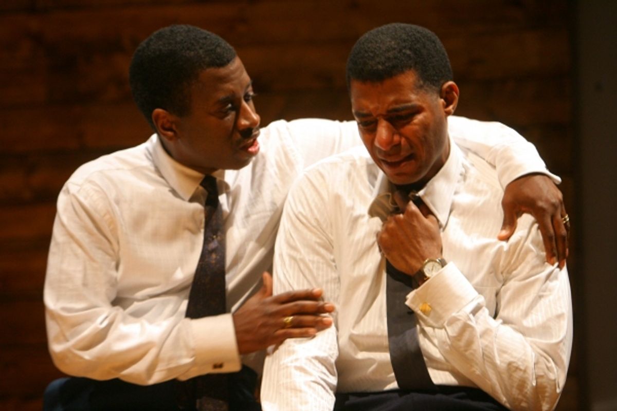  	  Henry (Teagle F. Bougere) tries to comfort James (Billy Eugene Jones) as he comes face to face with his inner demons at 