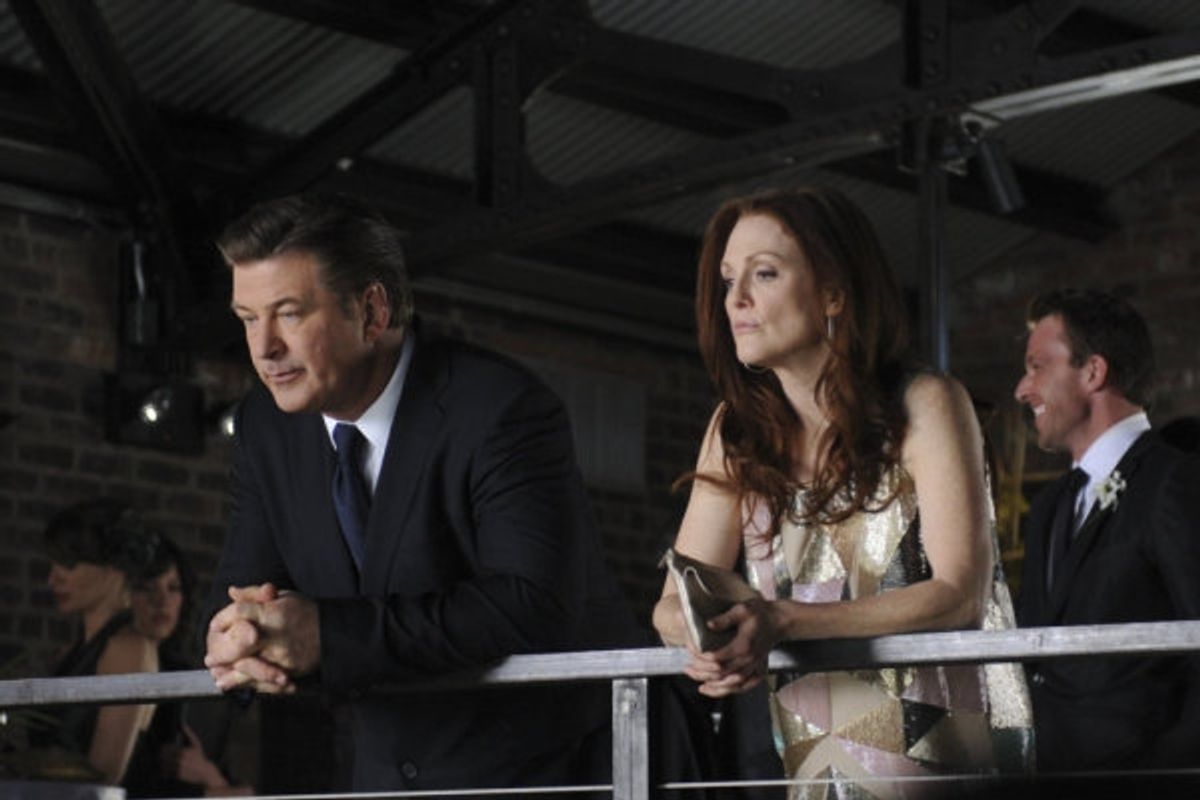 Alec Baldwin as Jack Donaghy, Julianne Moore as Nancy Donovan at 