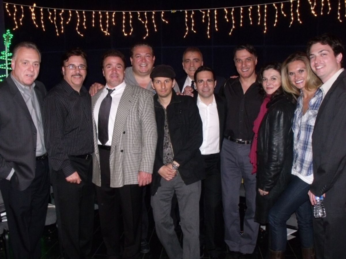 Vincent Gogliormello with cast members Lou Martini Jr., Michael Rispoli, Alex Corrado, Louis Vanaria, Ernest Mingione, Mario Cantone, Robert Cuccioli, Antionette LaVecchia, Autumn Potter and Nick Fondulis at 