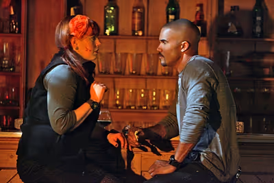 Garcia (Kirsten Vangsness, left) talks with Morgan (Shemar Moore, right) about her ro Photo