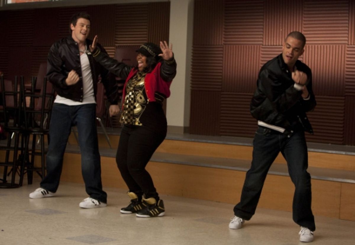 Cory Monteith, Amber Riley and Mark Salling at 