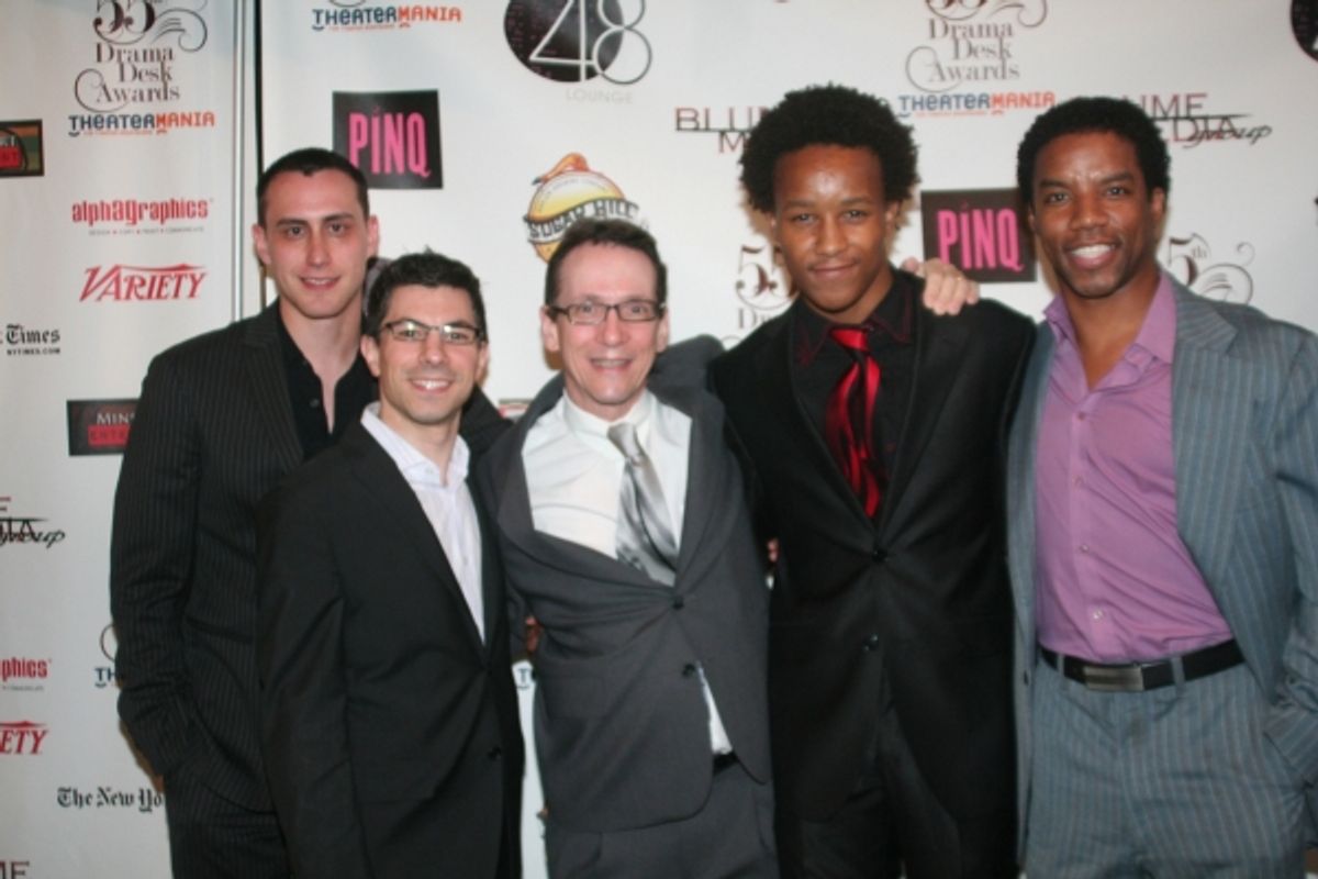 Paul Masse, Drama Desk Awards guest, Drama Desk Awards guest, performer, and Rodney Hicks at 
