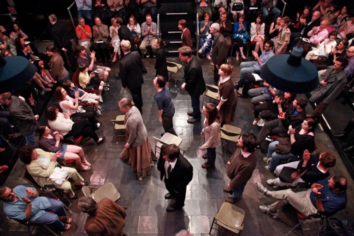Curtain call: Cast of the critically acclaimed David Cromer production of Thornton Wilder's 'Our Town' at the Barrow Street Theater at 