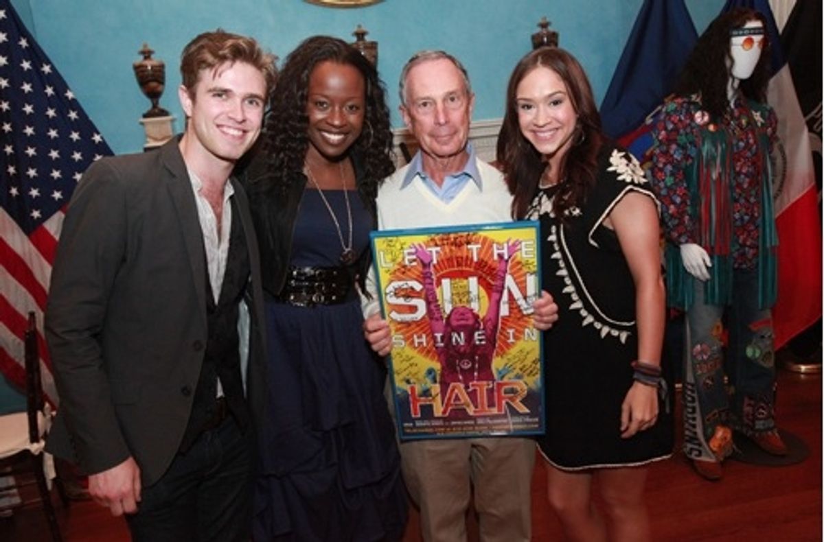 Kyle Riabko, Jeannette Bayardelle, Mayor Michael Bloomberg and Diana DeGarmo at 