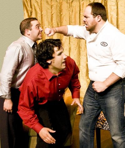 Paul Valleau as Robert, Josh Visnapuu as Bernard, and Micheal Davenport Photo
