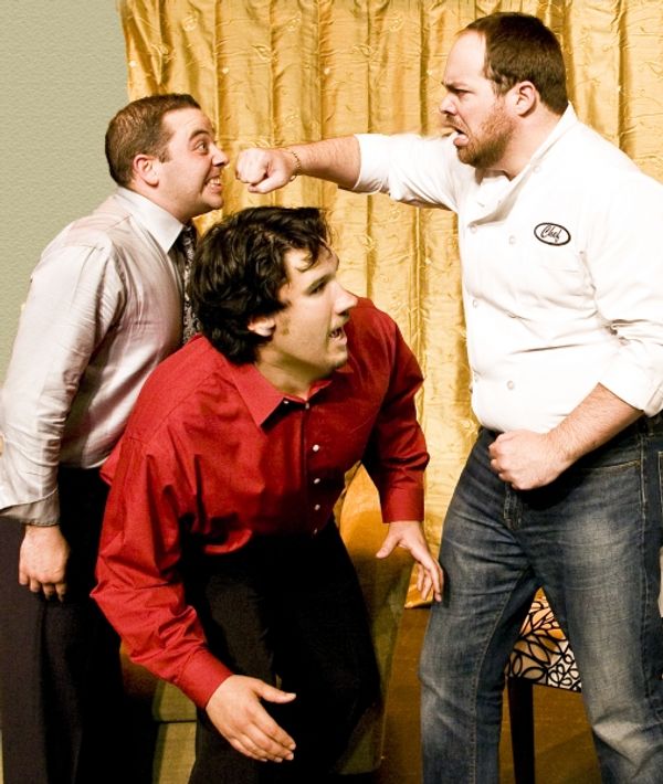 Paul Valleau as Robert, Josh Visnapuu as Bernard, and Micheal Davenport Photo